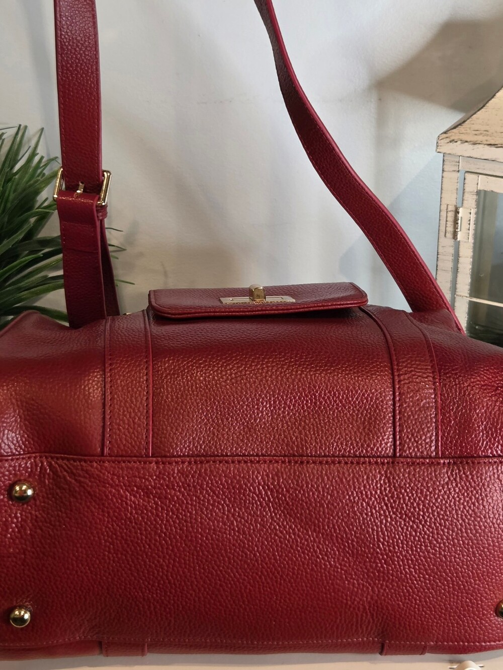 Mia Capella Red Genuine Leather Satchel Doctor Bag Top Handle Crossbody - Picture 6 of 15